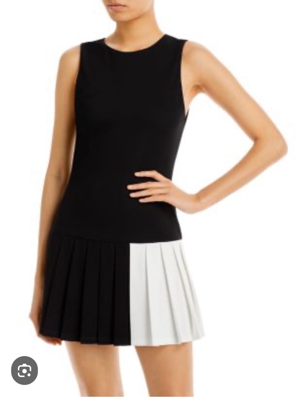 Alice + Olivia Black and White Sleeveless Pleated Mini Dress- like new